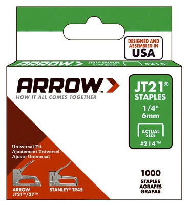 Staples, JT-21, .25-In., 1000-Pk.