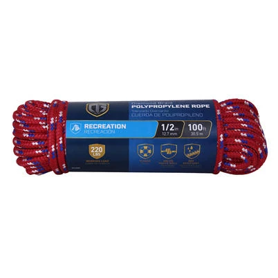 Diamond Braided Polypropylene Rope 1/2 Inch Diameter by 100 Feet Length