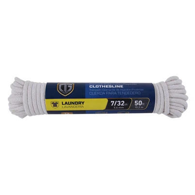 Diamond Braided Cotton Clothesline 7/32 Inch Diameter by 50 Feet Length
