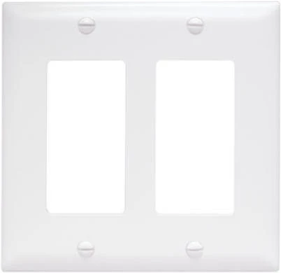 Pass & Seymour 2-Gang Nylon Wall Plate, 2 Decorator Openings, White
