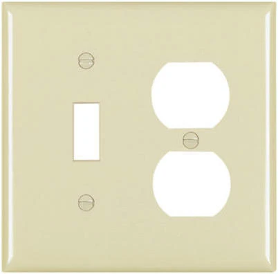 Pass & Seymour 2-Gang Wall Plate, Toggle/Duplex Openings, Nylon, Ivory