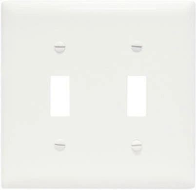 Pass and Seymour Two Toggle Switch Nylon Wall Plate Two Gang White