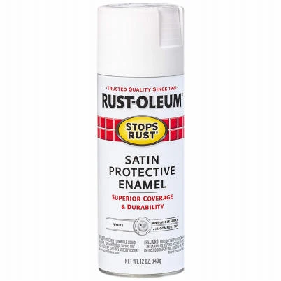 Spray Enamel, White Satin, 12-oz.