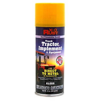 X-O Rust Anti-Rust Spray Paint and Primer, Direct-to-Metal, Caterpillar Yellow, 12 Ounce