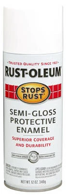 Stops Rust Spray Enamel, White Semi-Gloss, 12-oz.