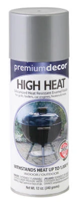 Premium Decor High Heat Spray Paint, Dull Aluminum Finish, 12 Ounce Can