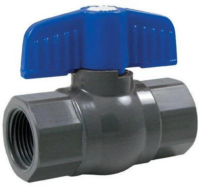Threaded Ball Valve, Gray PVC, 1-1/4 In.