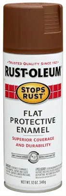 Stops Rust Spray Enamel, Brown Flat, 12-oz.