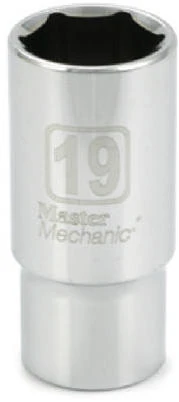 Metric Deep Well Socket, 6-Point, 3/8 In. Drive, 19mm