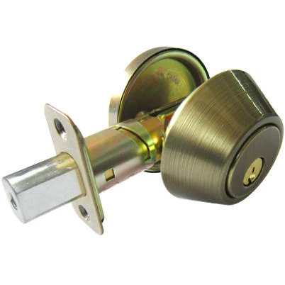 Single-Cylinder Deadbolt Lock in Antique Brass Finish for Door Security
