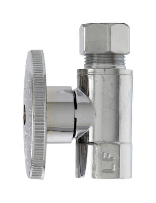 Straight Supply Stop Valve, Chrome Finish, 3/8 Inch by 3/8 Inch Connection