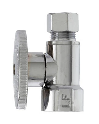 Straight Supply Stop Valve Chrome Finish 1/2-Inch Female Iron Pipe by 3/8-Inch Outer Diameter Compression