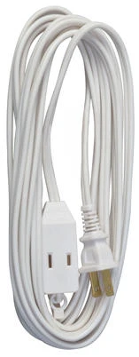 20 Foot 16 Gauge 2 Conductor SPT-2 White Vinyl Cube Tap Extension Cord