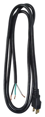 Power Supply Cord, 16/3 SJTW, Black, 6-Ft.