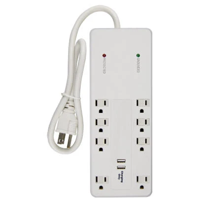 Surge Protector Power Strip with 8 Outlets, White, 6-Foot Cord