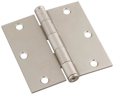 Door Hinge, Interior, Square-Edge, Satin Nickel, 3 In.