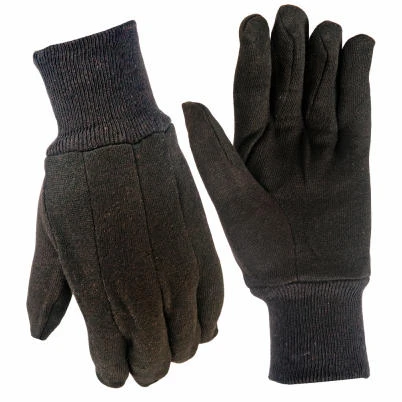 Jersey Work Gloves Brown Men's Small Size Durable Cotton Construction