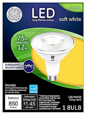 LED Flood and Security Bulb Par30 Soft White 1000 Lumens 12 Watt Long Neck