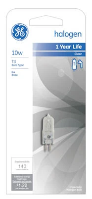T-3 Bi-Pin Quartz Halogen Lamp 10 Watt Single Bulb