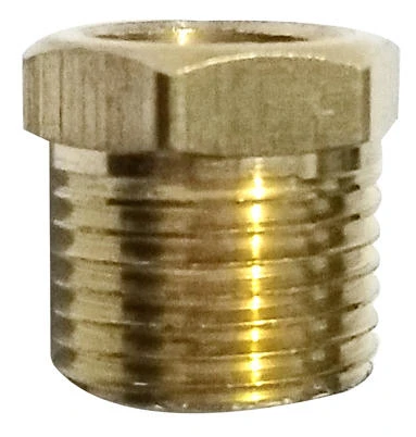 Compressor Reducer Fitting, 3/8 Inch Male National Pipe Thread by 1/4 Inch Female National Pipe Thread