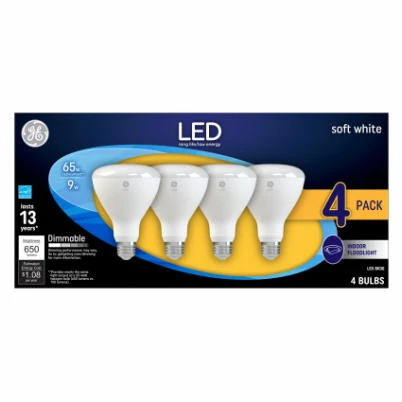 LED Reflector Light Bulbs, R30, Frosted Soft White, 9 Watt, 650 Lumens, 4-Pk.