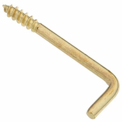 Square-Bend Screw Hook, Zinc, 1-3/8 In., #112, 5-Pk.