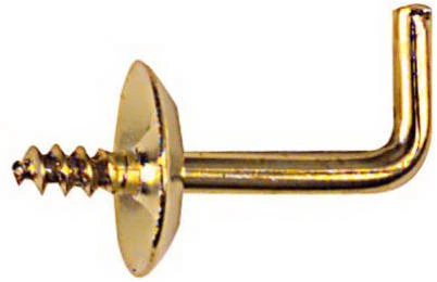 Screw-In Shoulder Hook, Solid Brass, 1/2 In., 5-Pk.