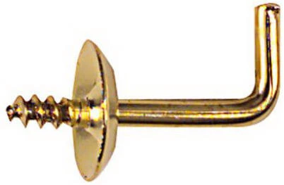 Screw-In Shoulder Hook, Solid Brass, 1-1/2 In., 2-Pk.