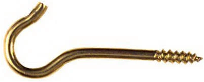 Ceiling Hook, Solid Brass, 1-11/16 In., 6-Pk.