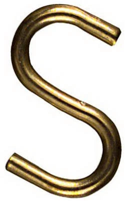 Open S Hook, Solid Brass, 3/4 In., 3-Pk.