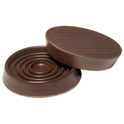 Furniture Cups, Brown Rubber, Round, 1-3/4-In. ID, 4-Pk.