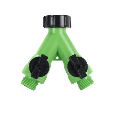 Premium 2-Way Full-Flow Garden Hose Y Connector with Dual Shut-Off Valves