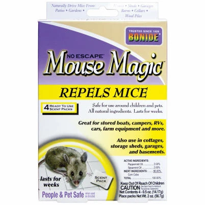 Mouse Magic Mouse Repellent Scented Packs, Indoor/Outdoor Rodent Control, People & Pet Safe, 4-Ct. Ready-to-Use