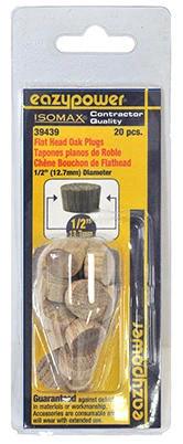 Flat Head Plug, Oak, 1/2 In., 20-Pk.