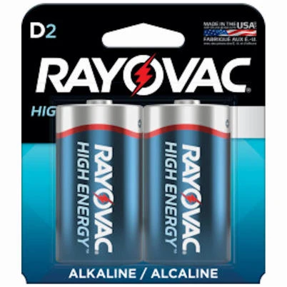 High Energy Alkaline D Cell Batteries, 2 Pack