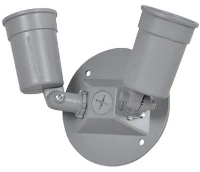 Gray Weatherproof Double Lampholder with Round Cover for Outdoor Use