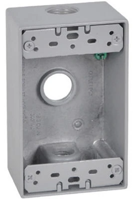 Weatherproof 1 Gang Rectangular Outlet Box, Gray