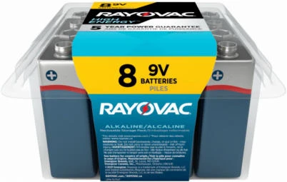 High Energy 9 Volt (9V) Alkaline Batteries, 8 Pack