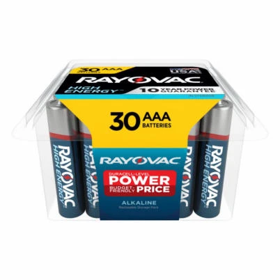 High Energy AAA (Triple A) Alkaline Batteries, 30 Pack