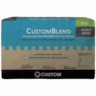 Custom Blend Thin Set Mortar, Gray, 50 Lb.