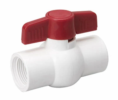 Threaded Ball Valve, White PVC, 1-1/4 In.