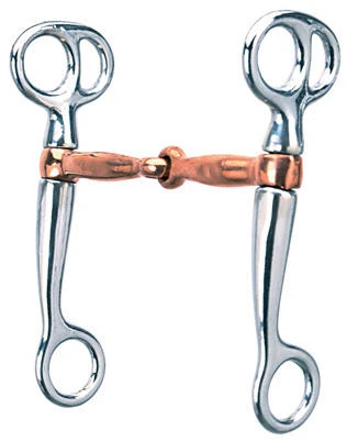 Tom Thumb Snaffle Horse Bit with Chrome Plated Steel and Copper Plated Mouthpiece