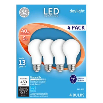 LED BULB 6W A19 DAYLIGHT 4PK