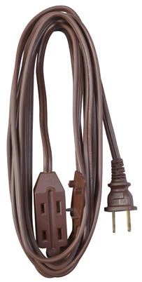 20 Foot 16 Gauge 2 Conductor SPT-2 Brown Vinyl Cube Tap Extension Cord