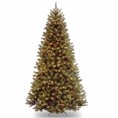 Artificial North Valley Spruce Tree with 550 Clear Lights, Green, 7.5 Feet Tall