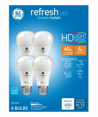 Refresh LED HD Light Bulbs, Daylight, 6 Watt, 4-Pk.