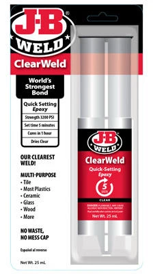 ClearWeld Quick Setting 5-Minute Epoxy Adhesive Syringe, 25 ml.