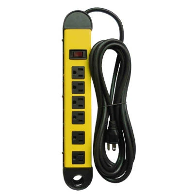 Metal Power Strip with Six Outlets for Multiple Device Connections