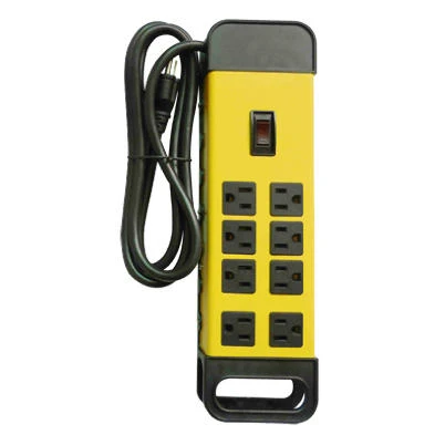 Heavy Duty Metal Power Center with Eight Outlets and Durable Construction