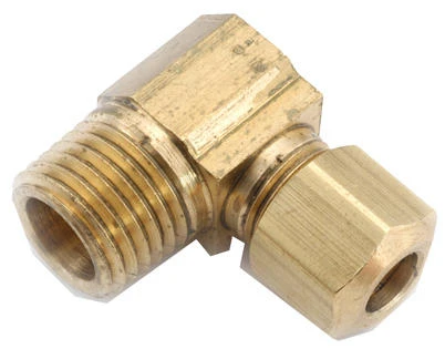 Elbow, Brass, 90-Degree, Compression, Male, 3/8 x 1/2 In.